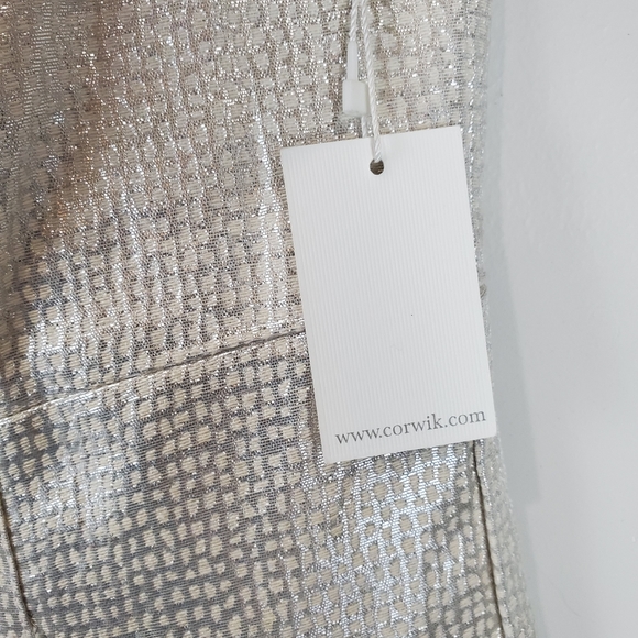 Dalia Pocked Silver Sleeveless Cocktail Dress Size 12 Womens Front pockets NWT - Picture 12 of 15